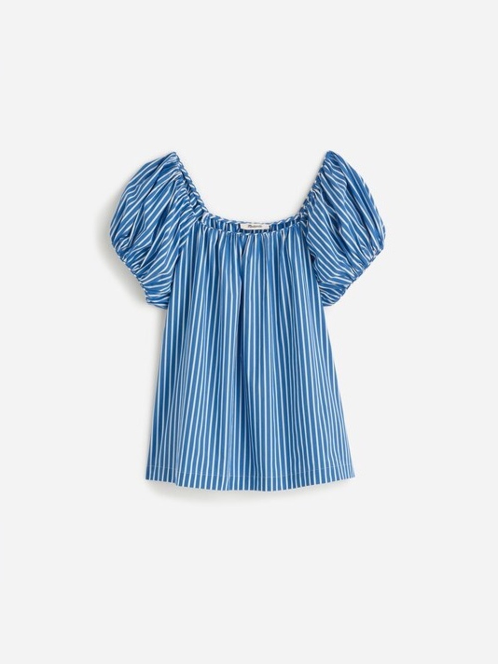 Madewell Blue and White Striped Puff-Sleeve Top